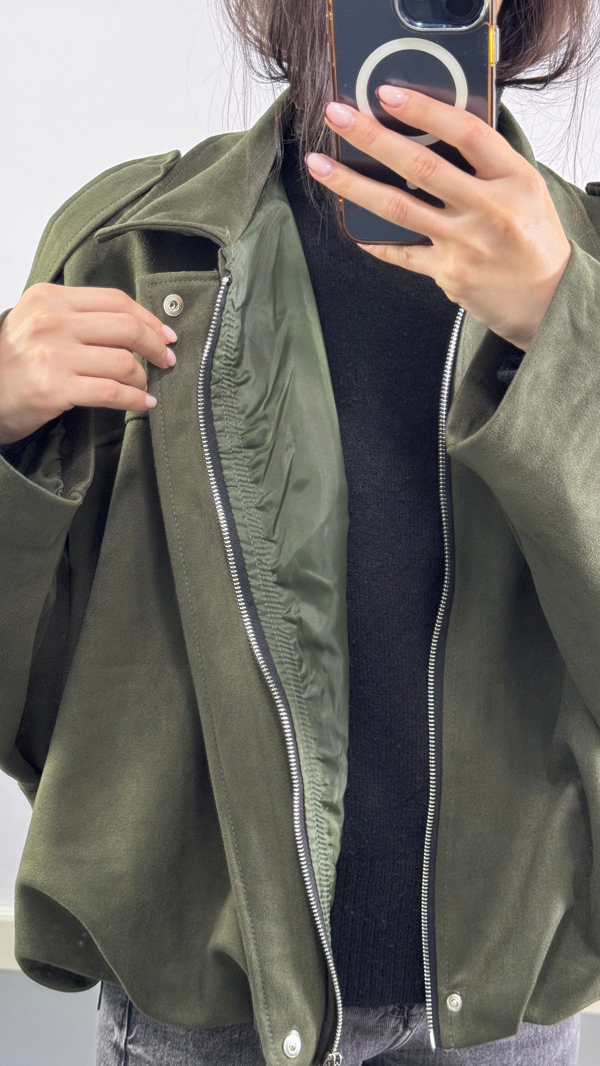 Veste Bomber en suédine |Kaki