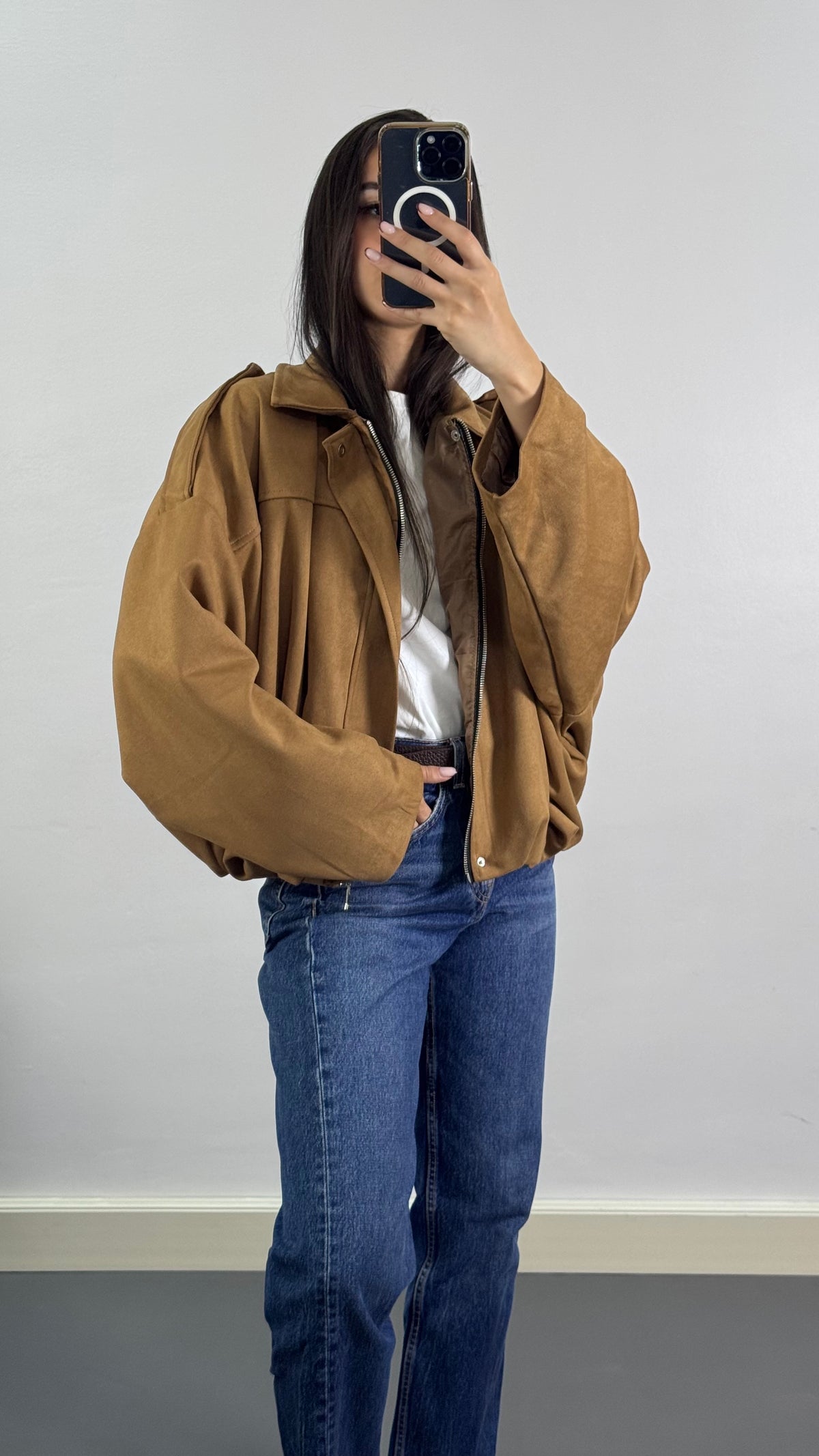 Veste Bomber en suédine |Camel