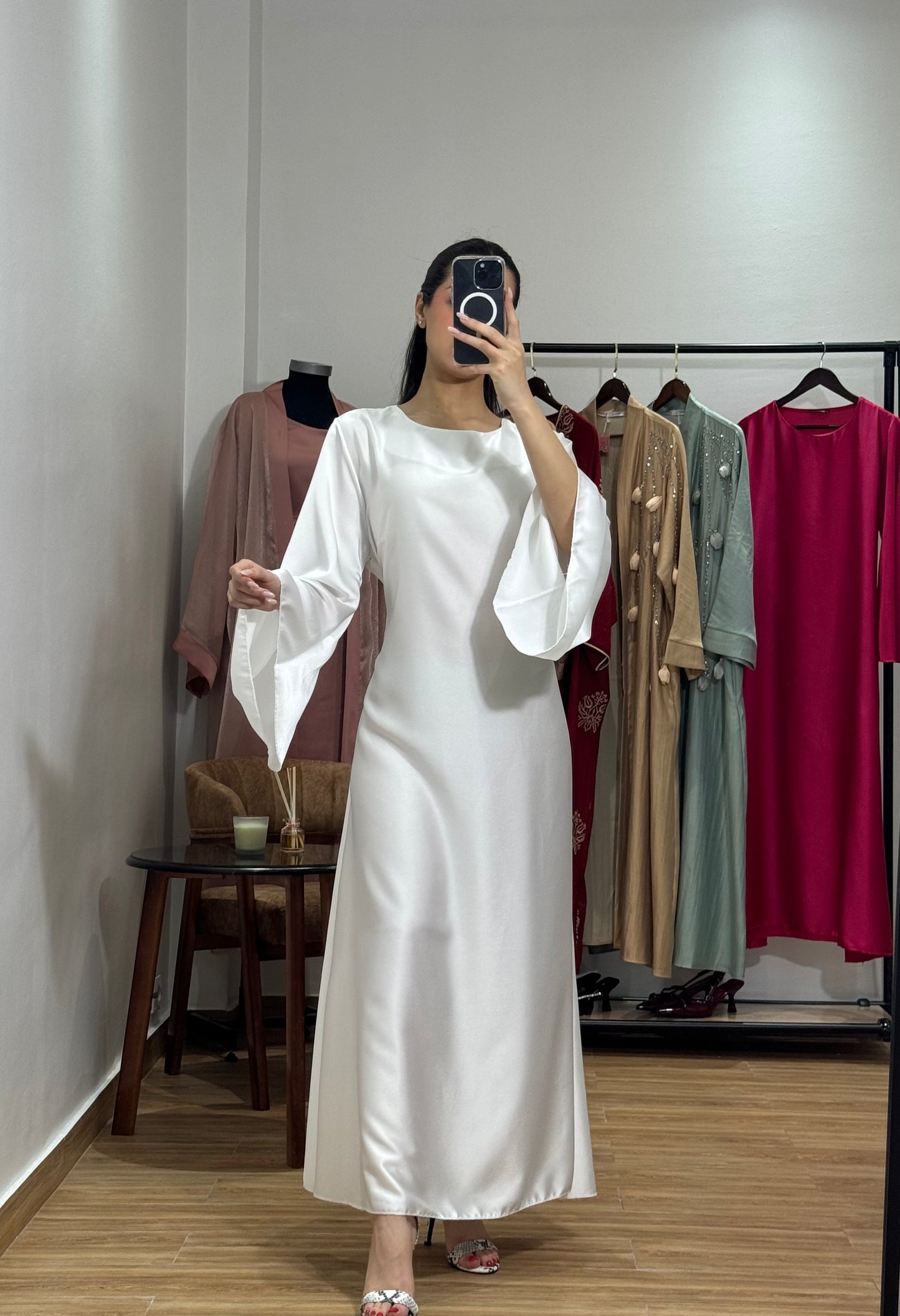 Robe en satin |Blanc