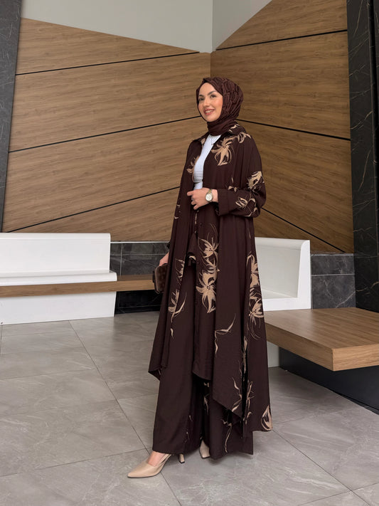 Ensemble à motifs camels |Marron