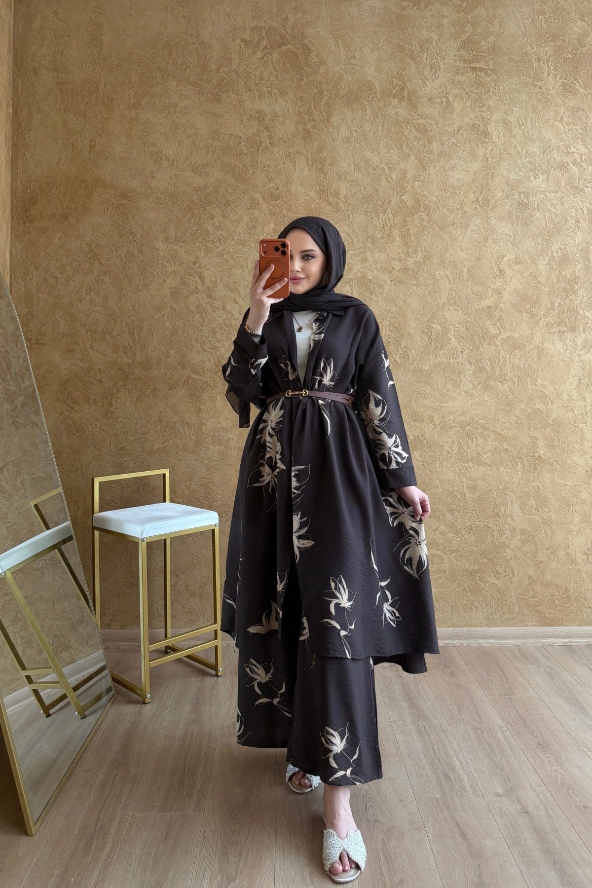 Ensemble à motifs camels |Marron