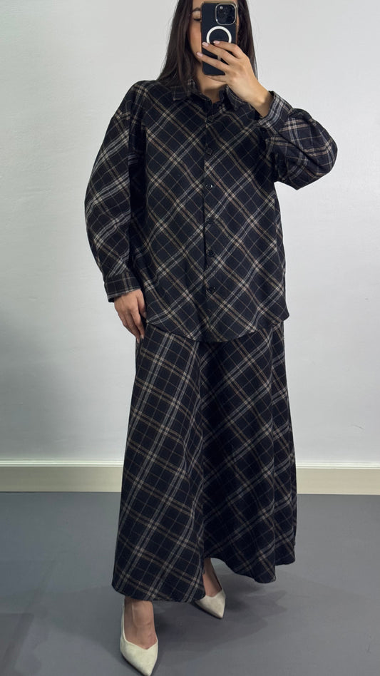 Chemise à carreaux |Noir et Beige