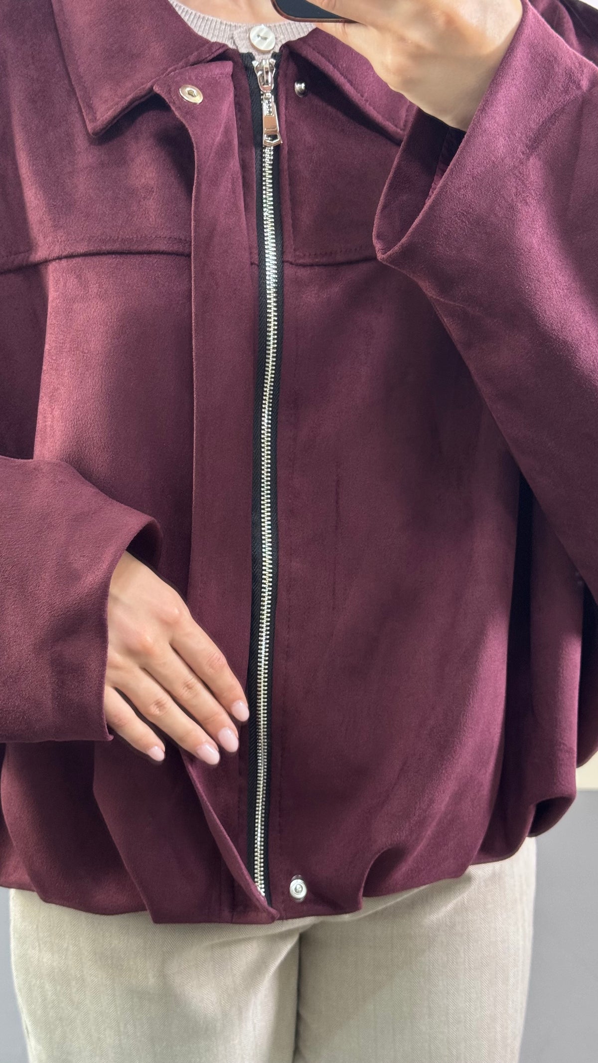 Veste Bomber en suédine | Bordeaux