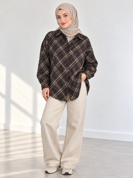 Chemise à carreaux |Marron et Camel