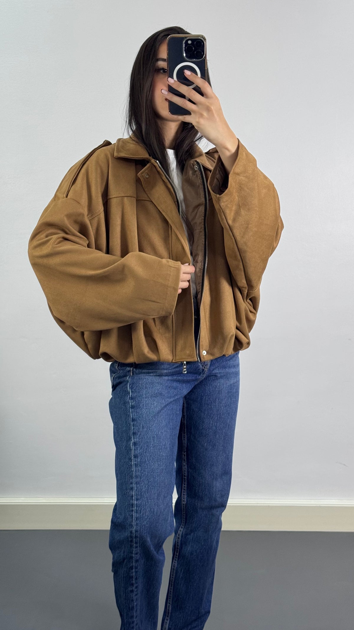 Veste Bomber en suédine |Camel