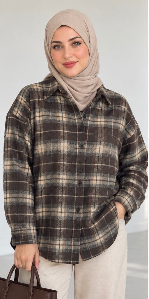 Chemise à carreaux |Marron et Beige