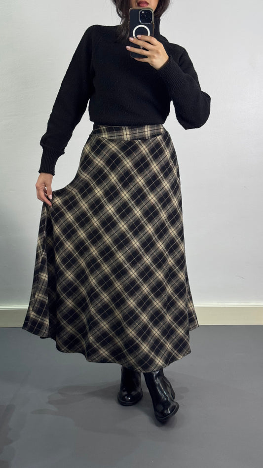 Jupe à carreaux |Noir et Beige