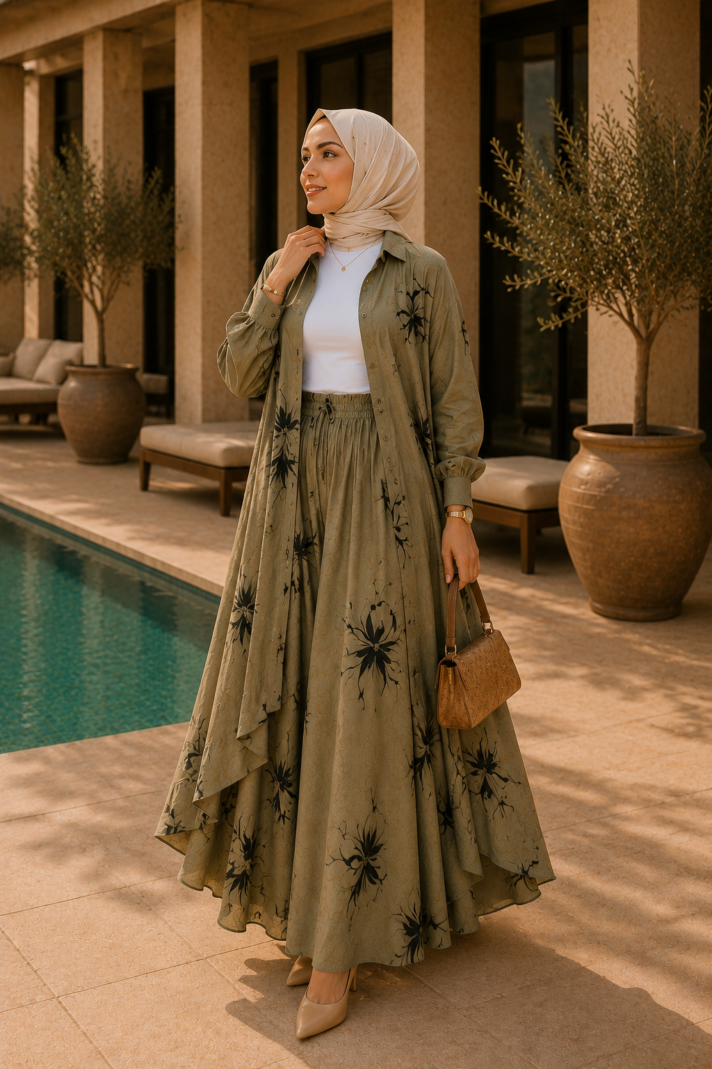 Ensemble à motifs noirs |Vert