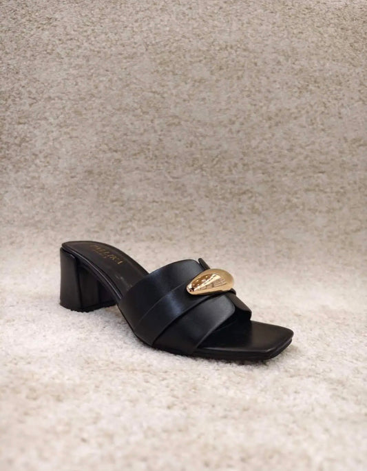 Mules à talon carré |Noir