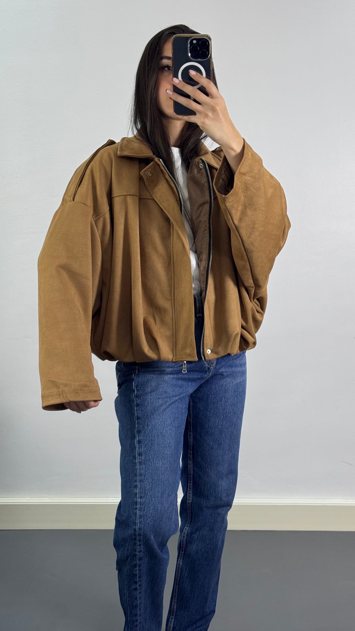 Veste Bomber en suédine |Camel