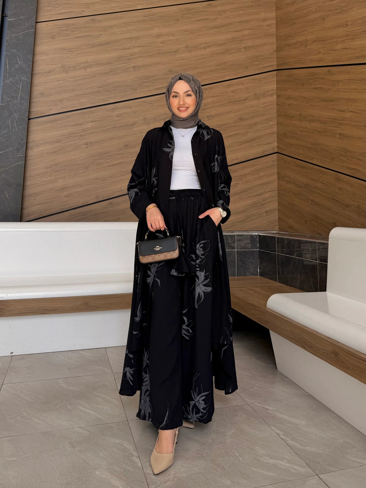 Ensemble à motifs gris |Noir