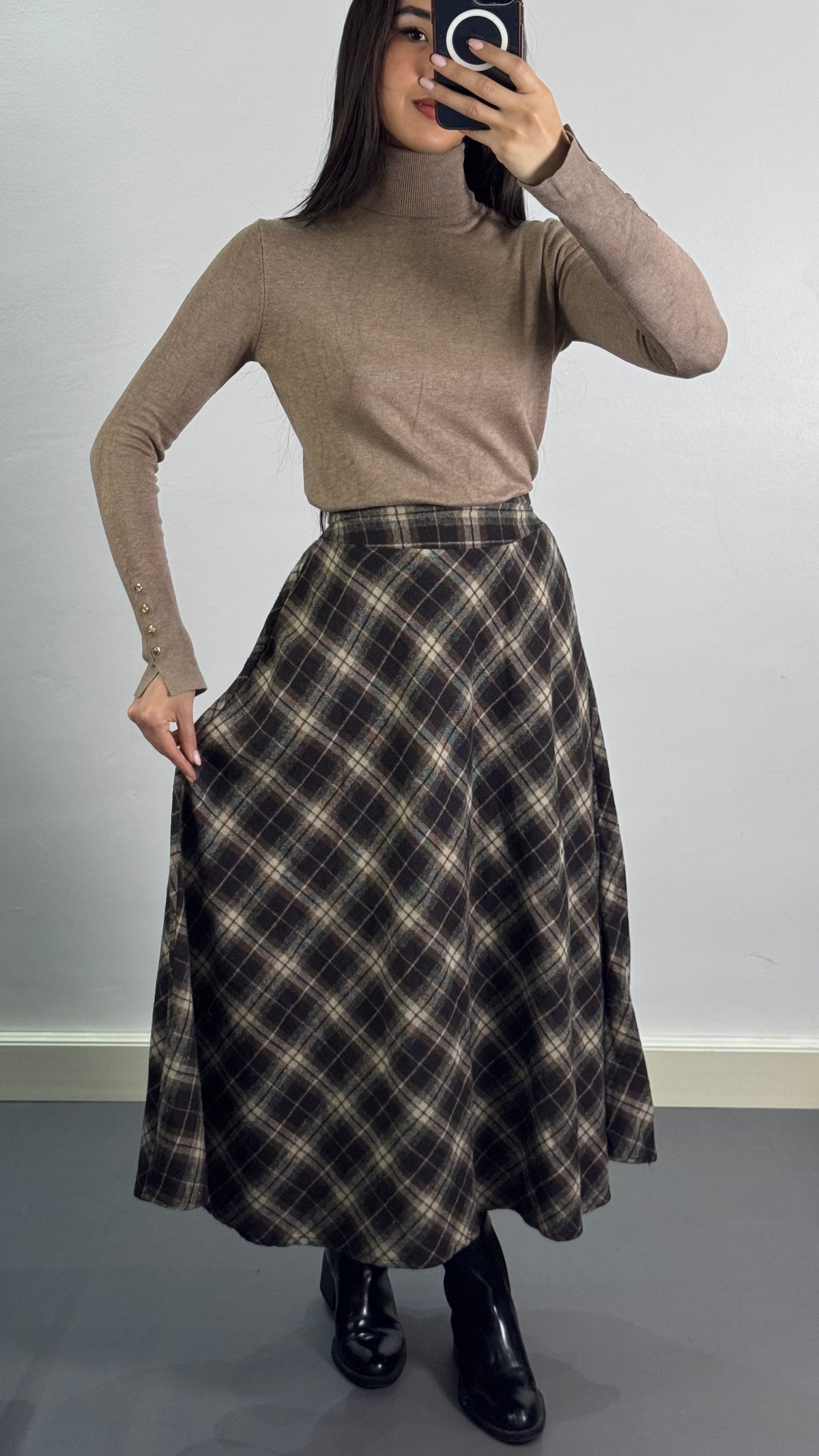 Jupe à carreaux |Marron et Beige