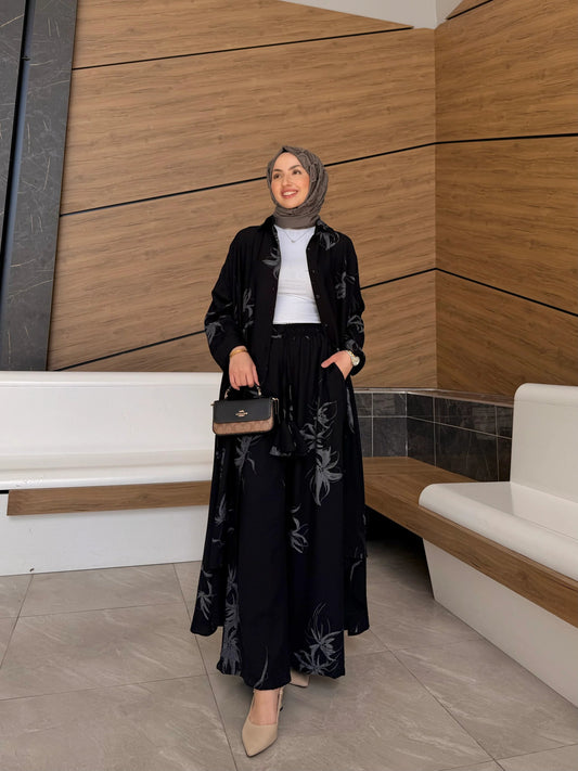 Ensemble à motifs gris |Noir