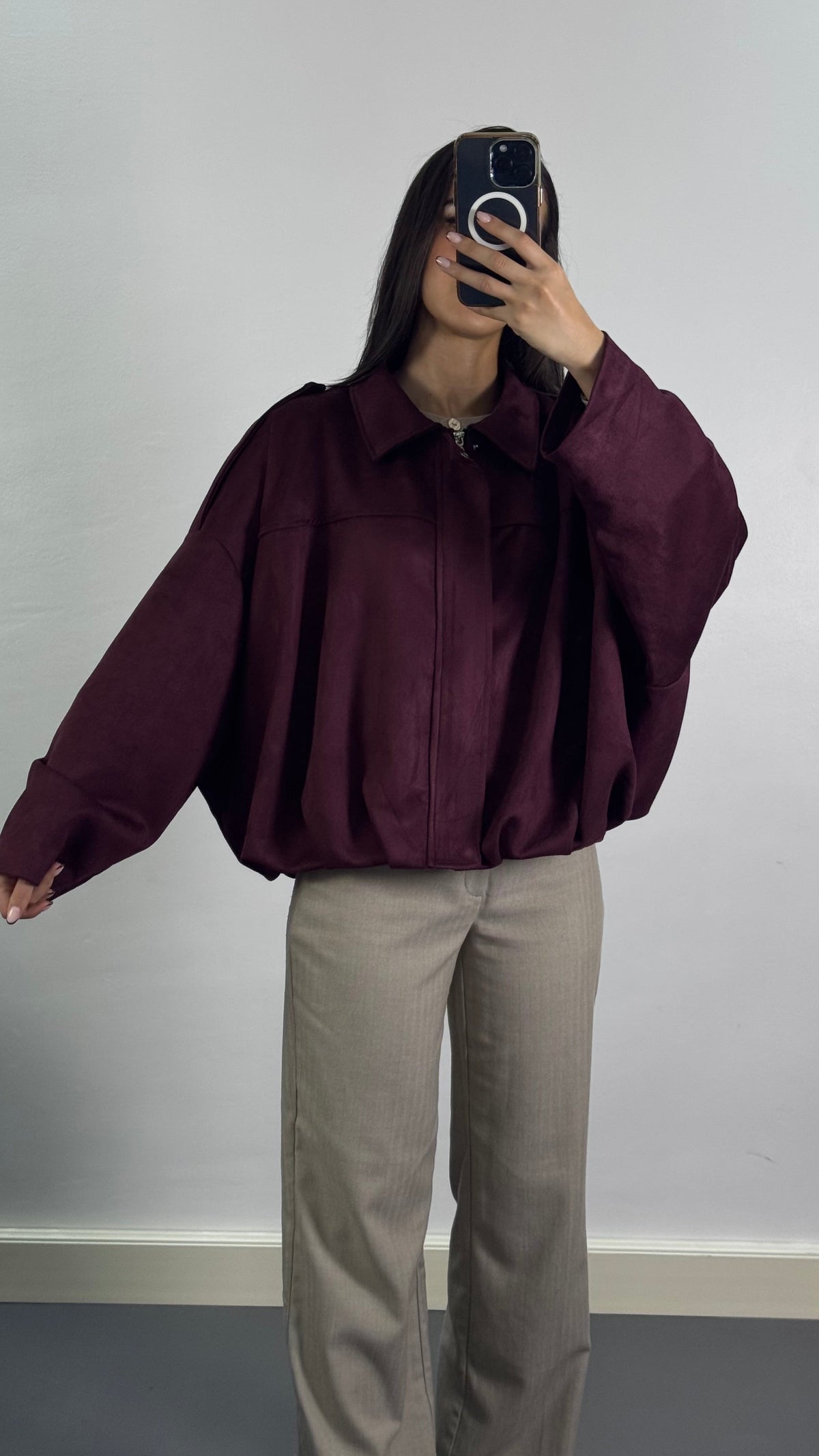 Veste Bomber en suédine | Bordeaux