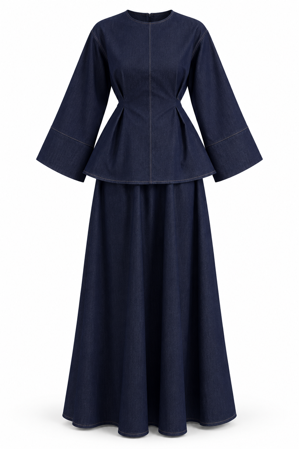 Ensemble Jeans Taille Marquée Bleu foncé