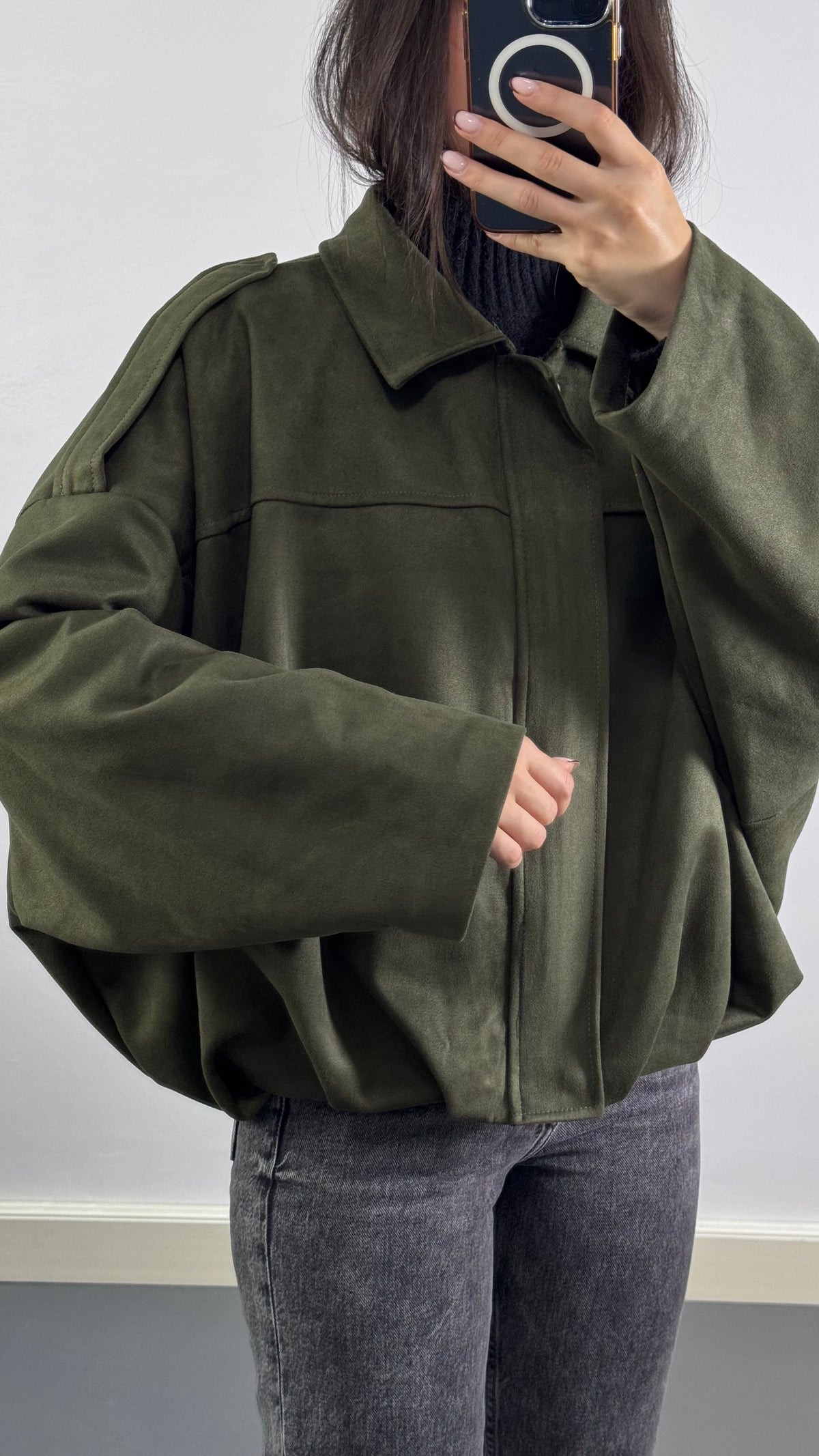 Veste Bomber en suédine |Kaki