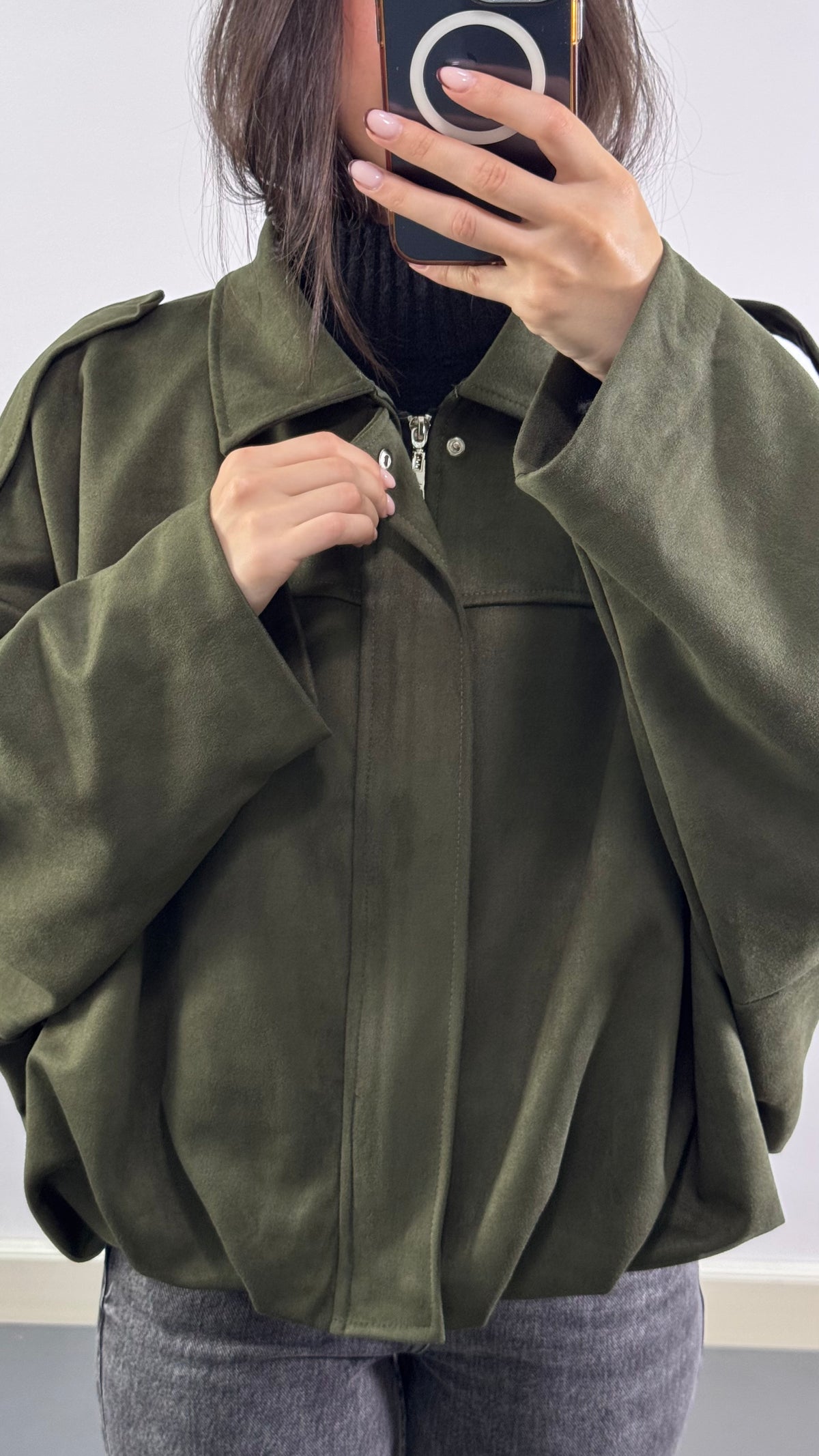 Veste Bomber en suédine |Kaki