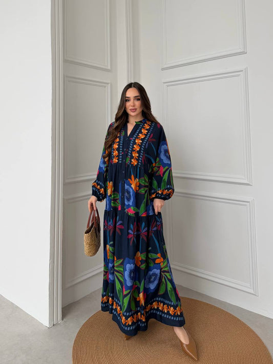 Robe à motifs |Bleu marine