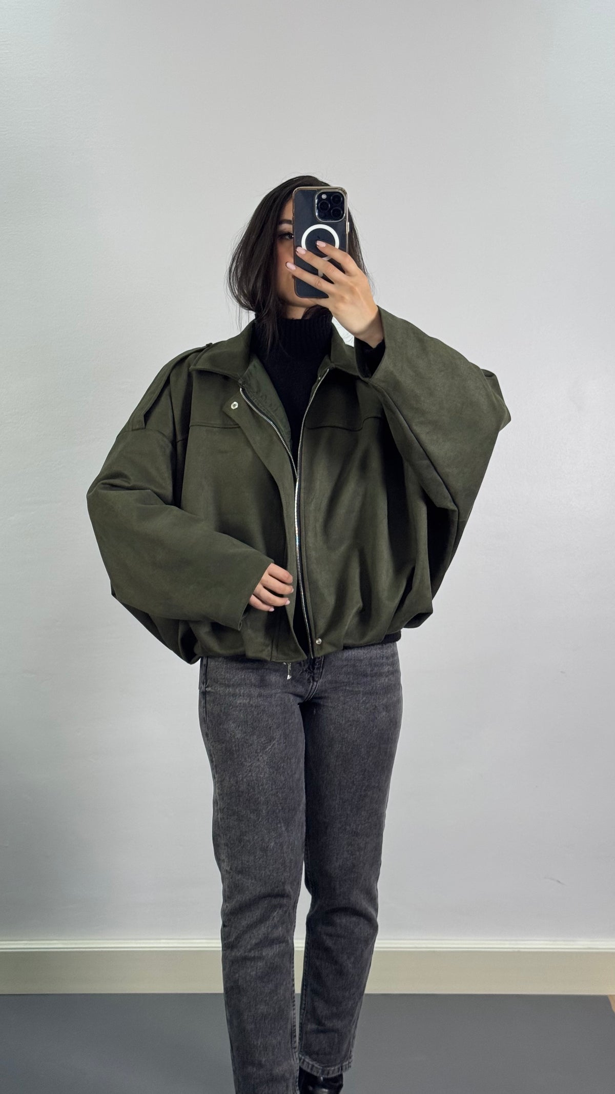 Veste Bomber en suédine |Kaki