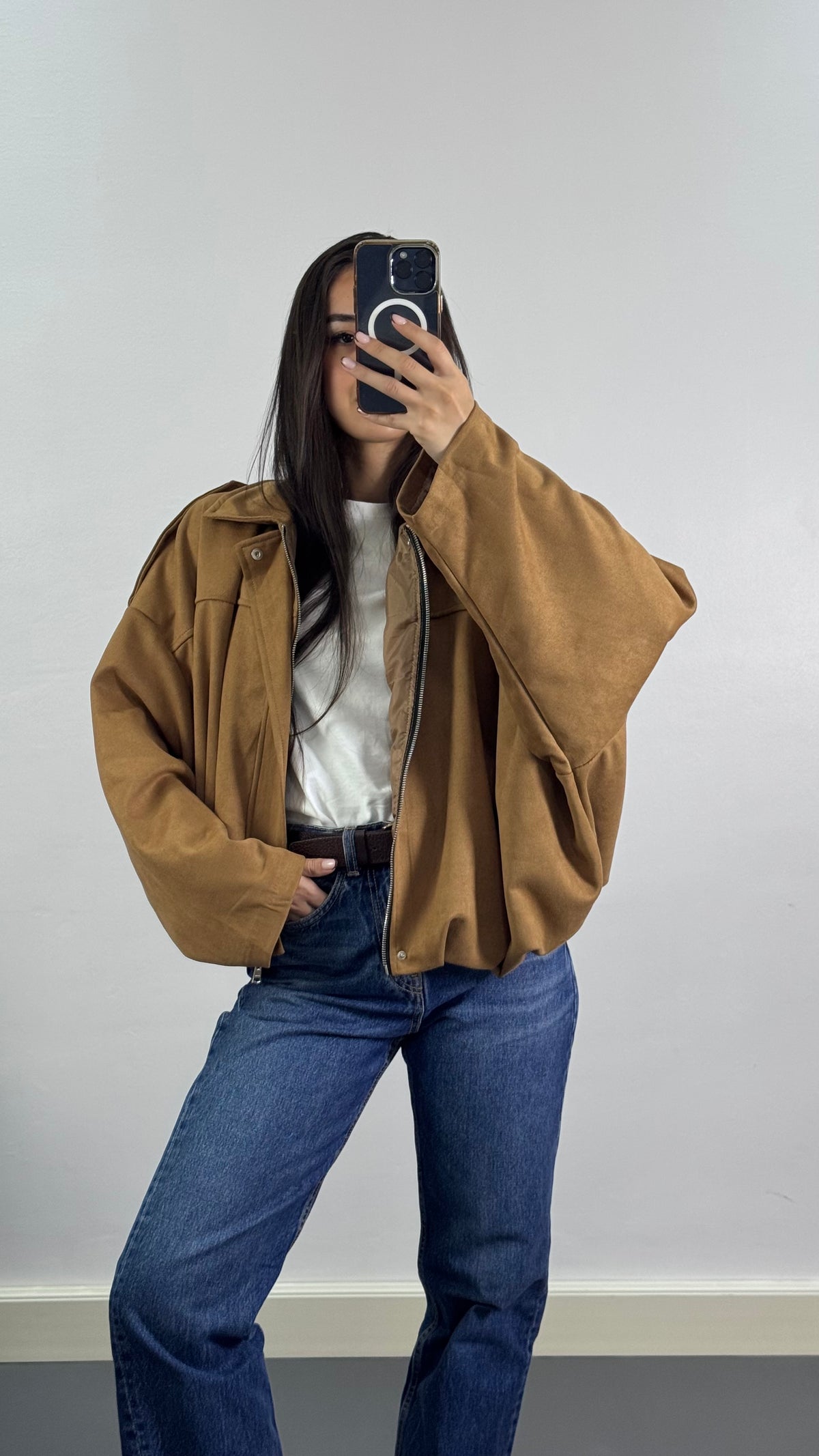 Veste Bomber en suédine |Camel