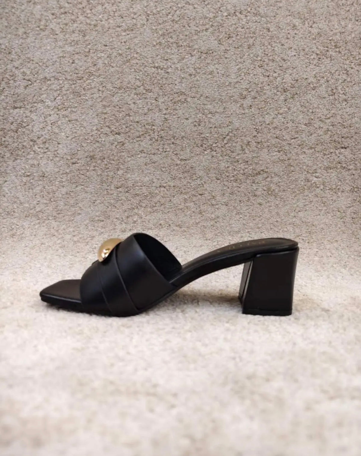 Mules à talon carré |Noir