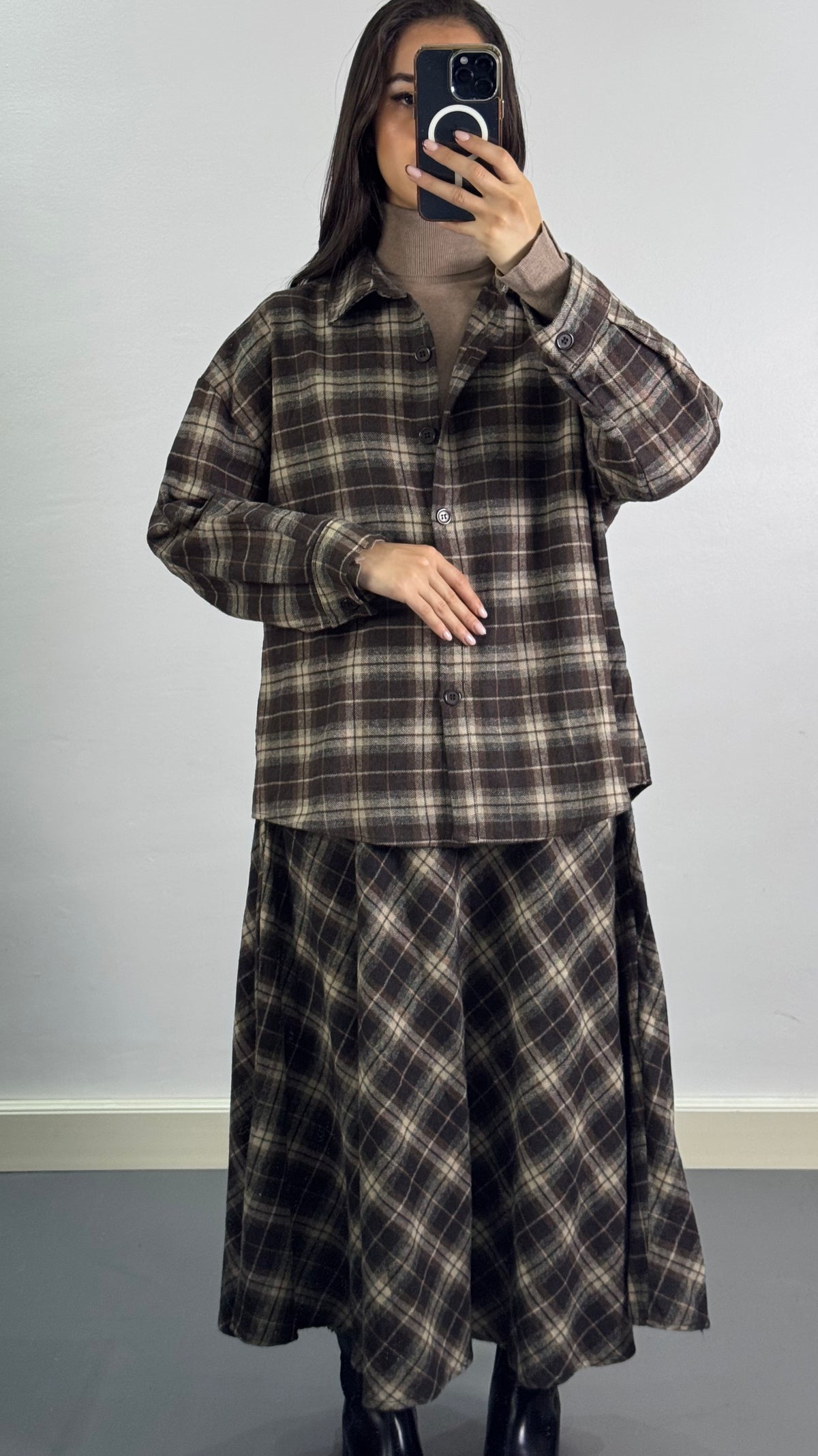 Chemise à carreaux |Marron et Beige