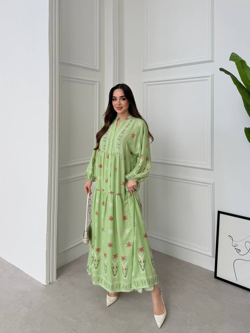 Robe à motifs|Vert clair