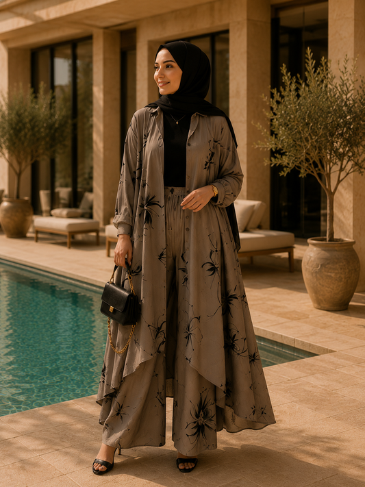 Ensemble à motifs noirs |Taupe