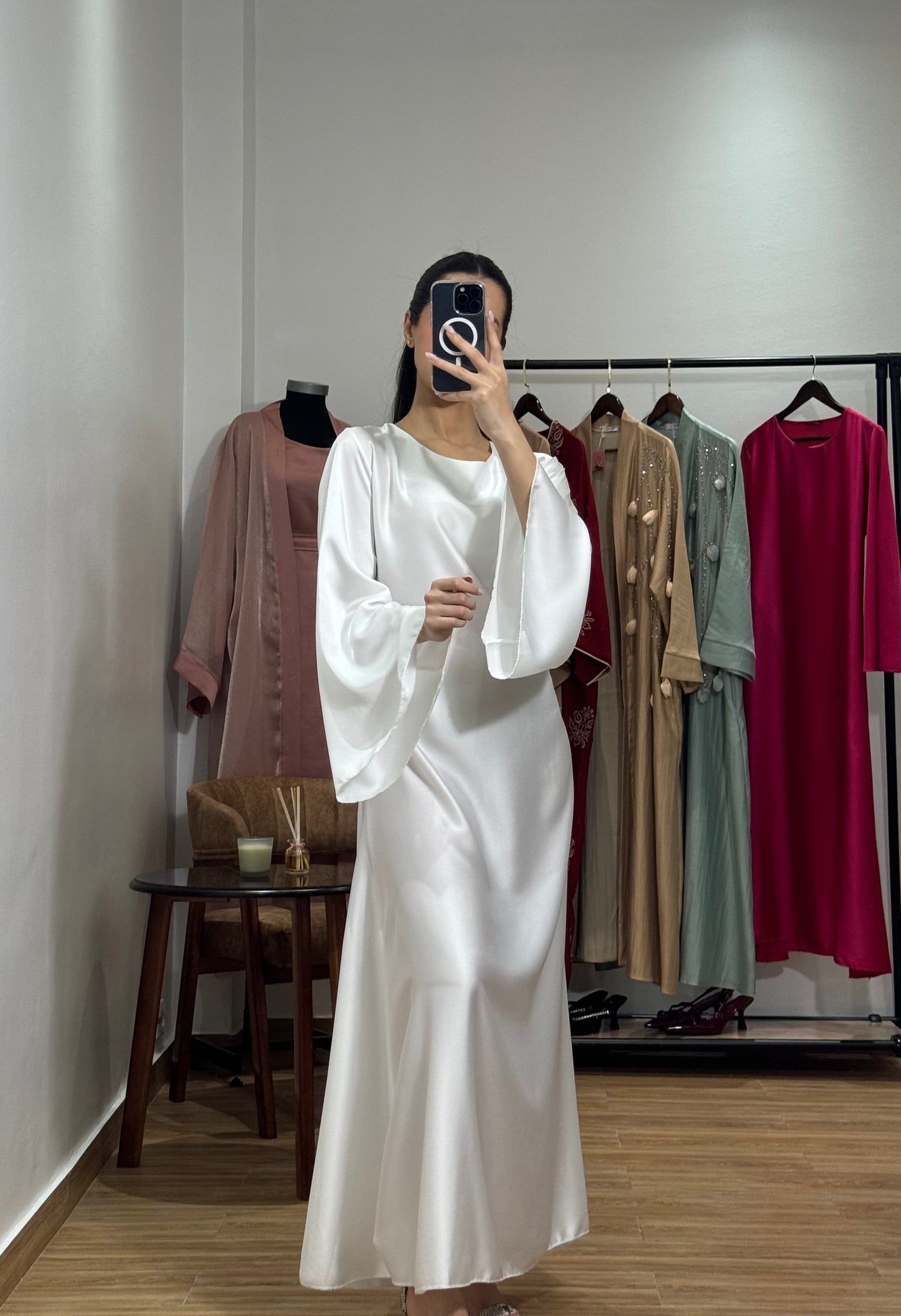 Robe en satin |Blanc