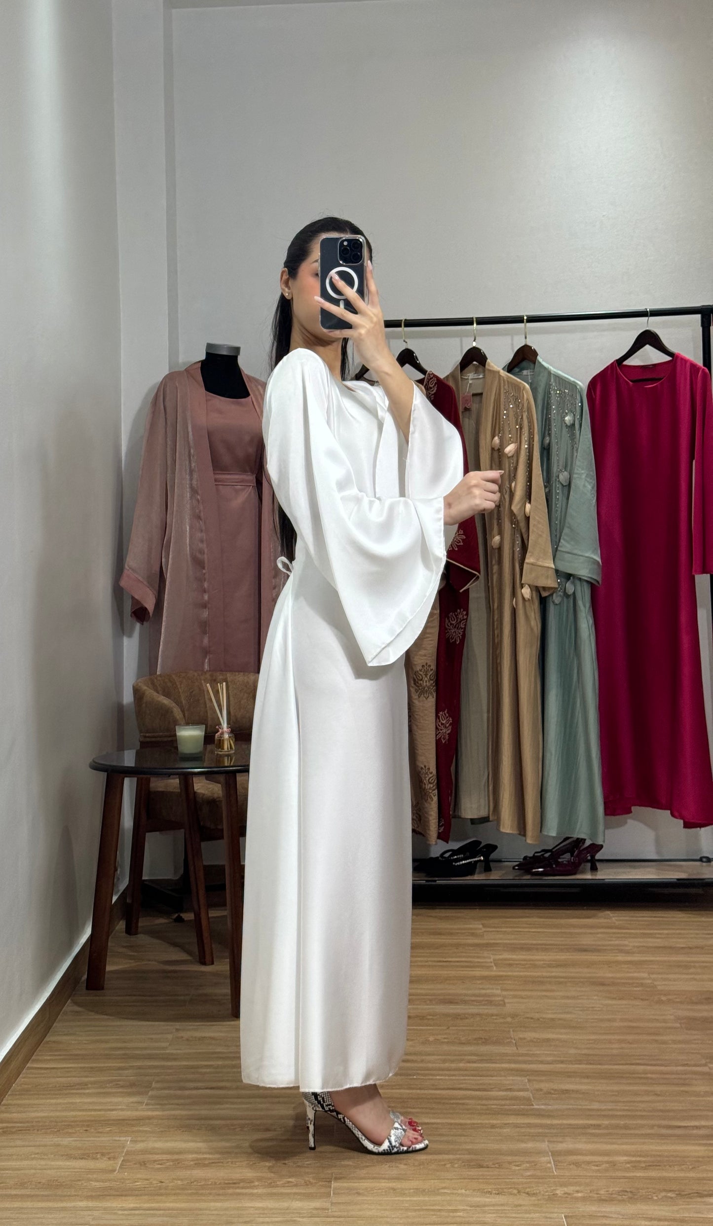 Robe en satin |Blanc