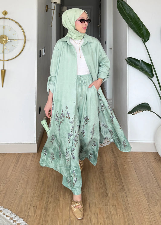 Ensemble à fleurs |Vert clair