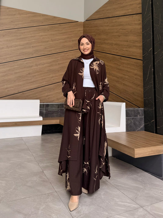 Ensemble à motifs camels |Marron