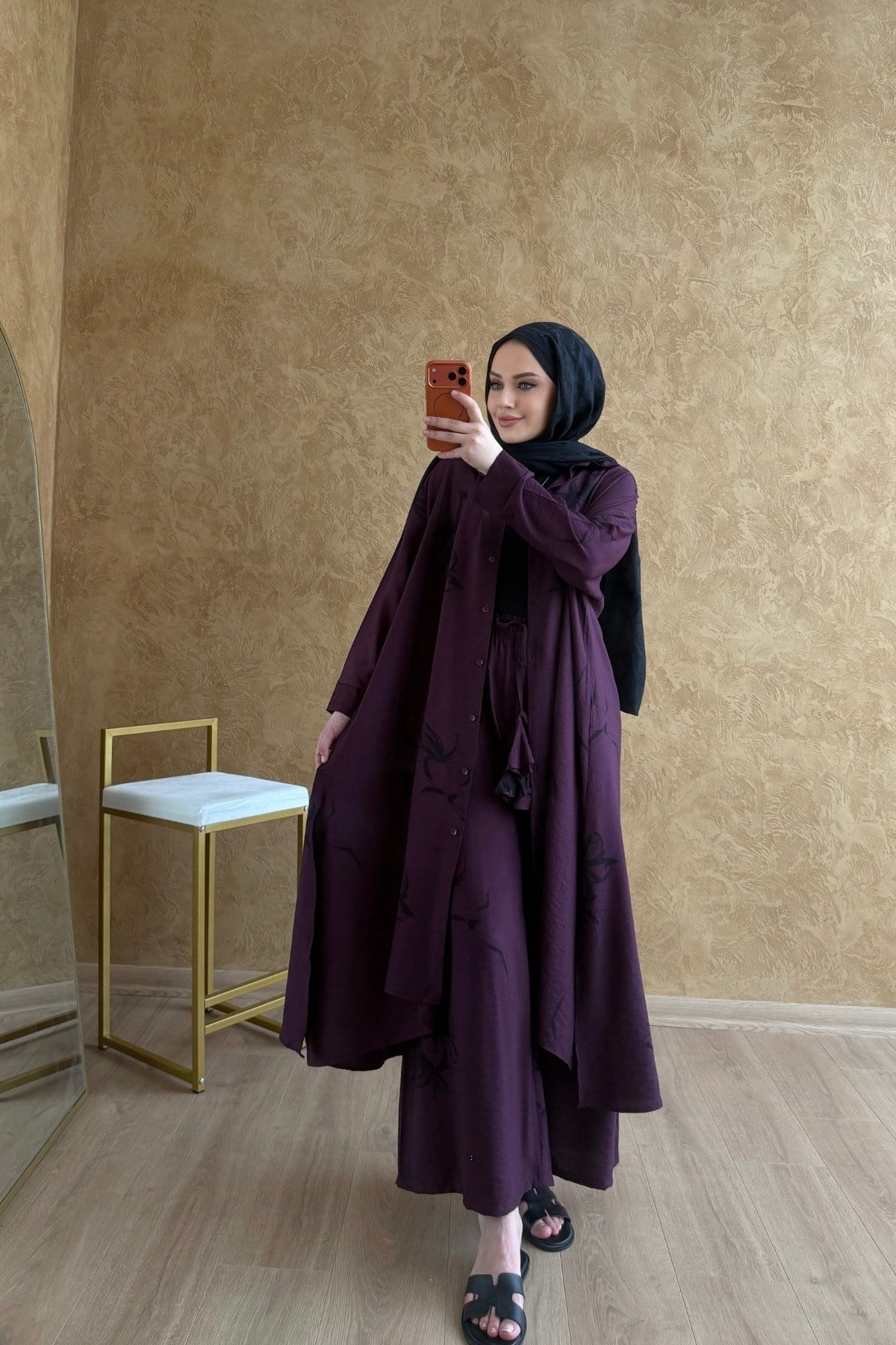 Ensemble à motifs noirs |Bordeaux